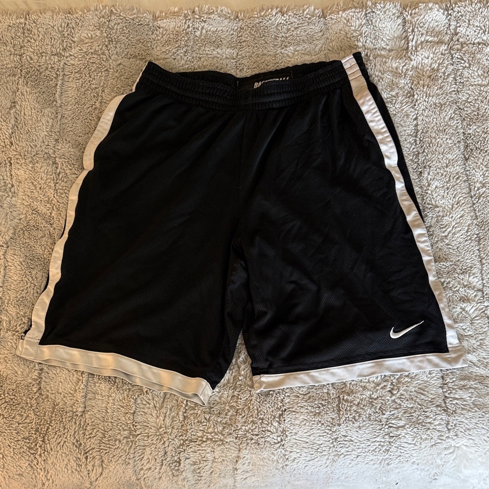 Nike Black Athletic Mesh Shorts with White Trim